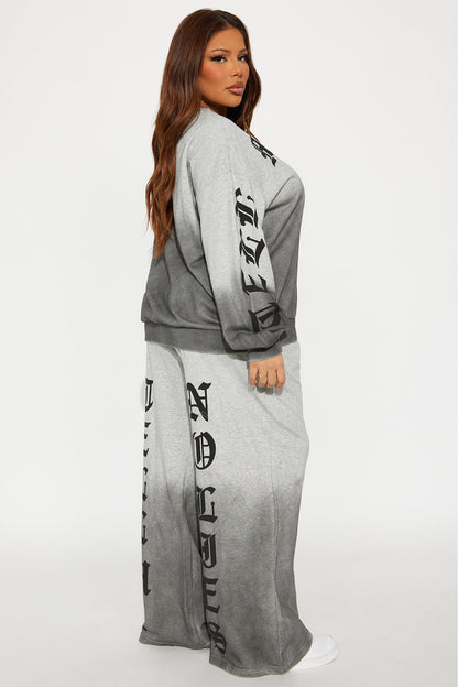 Tell Me No Lies Wide Leg Pant Set - Grey