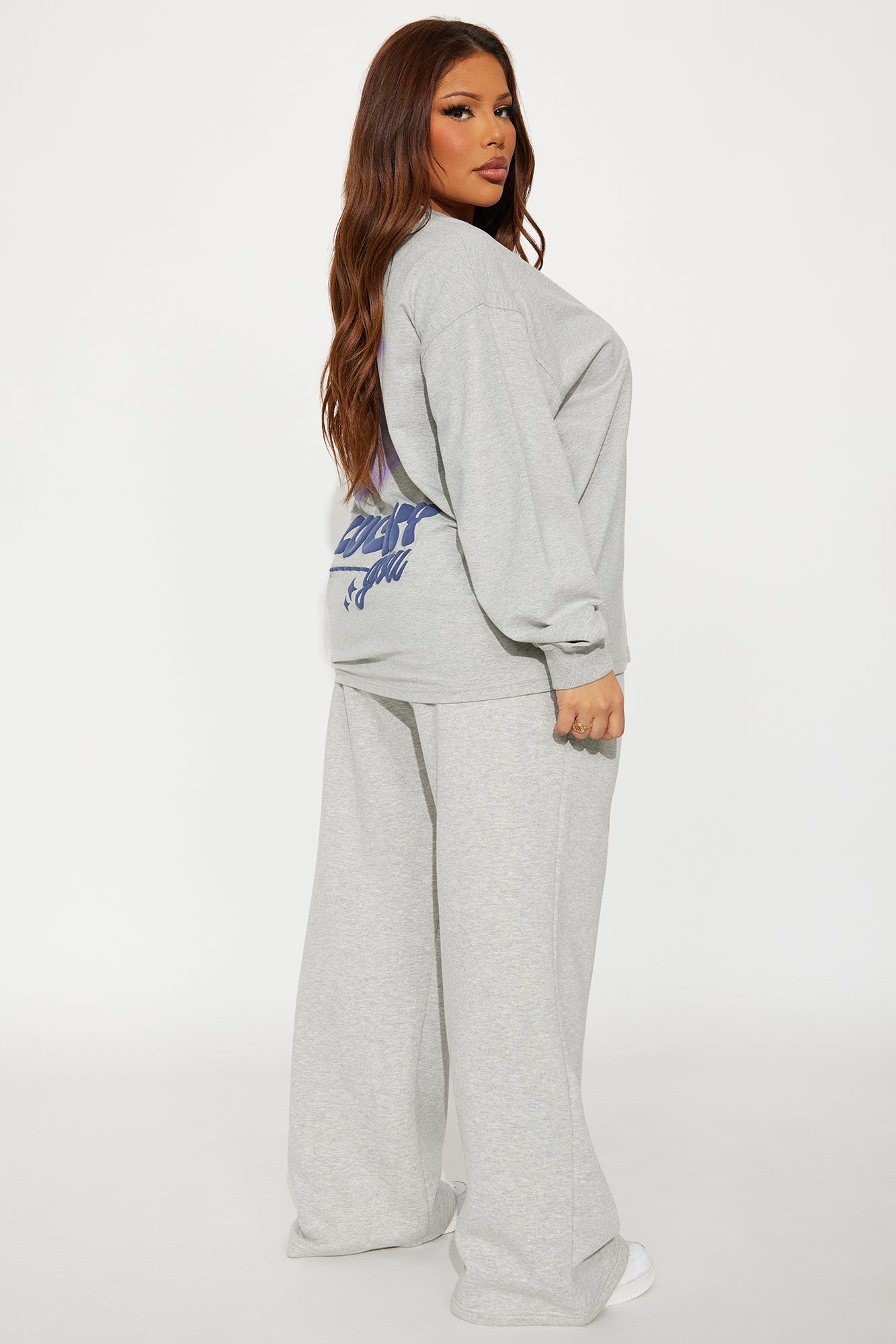 Lucky You Wide Leg Pant Set - Grey