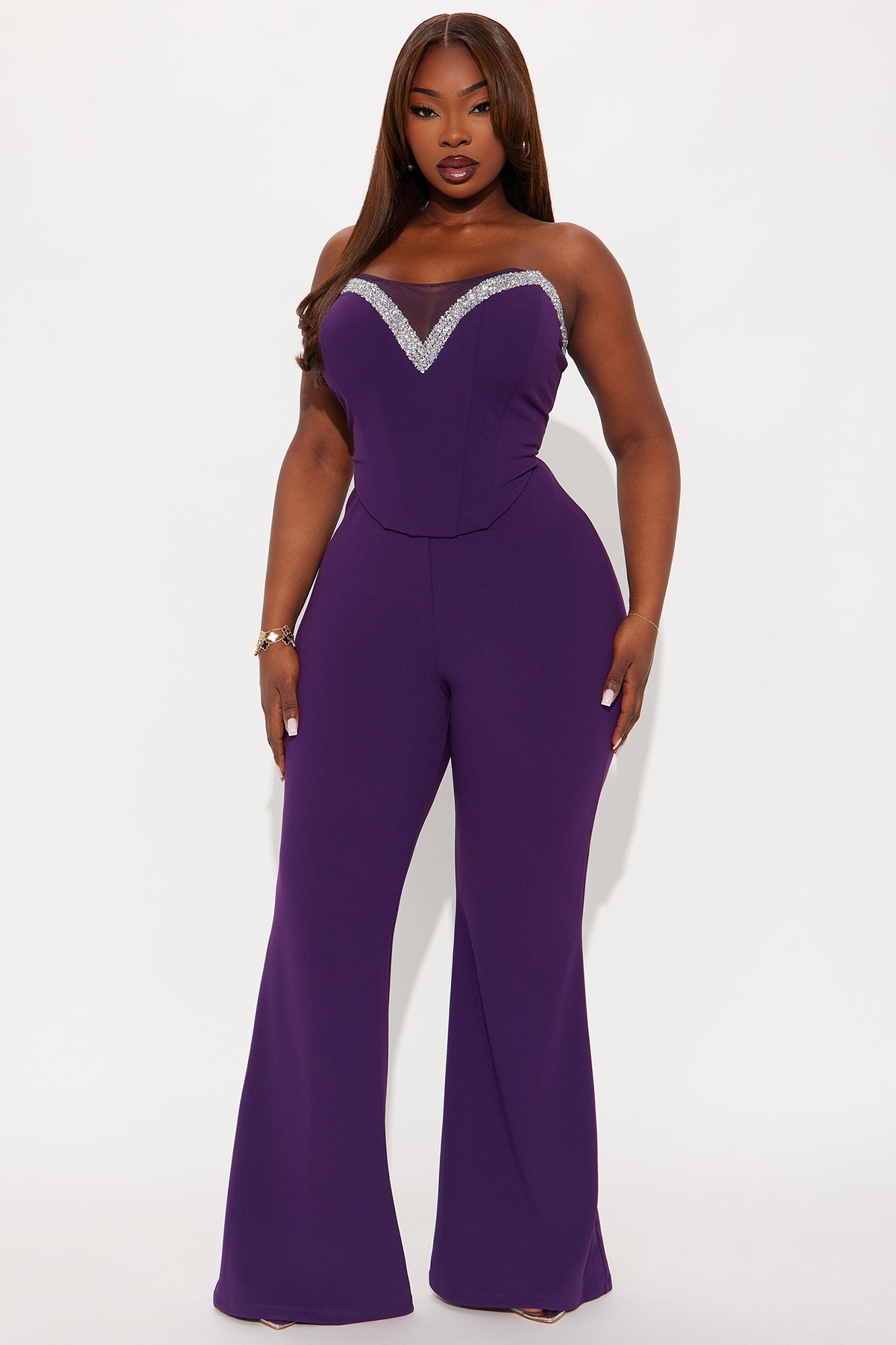 Baddie Alert Corset Jumpsuit - Purple