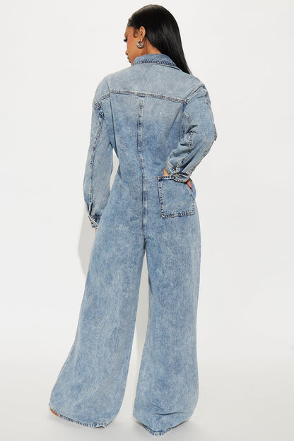 Back In Time Denim Jumpsuit - Denim