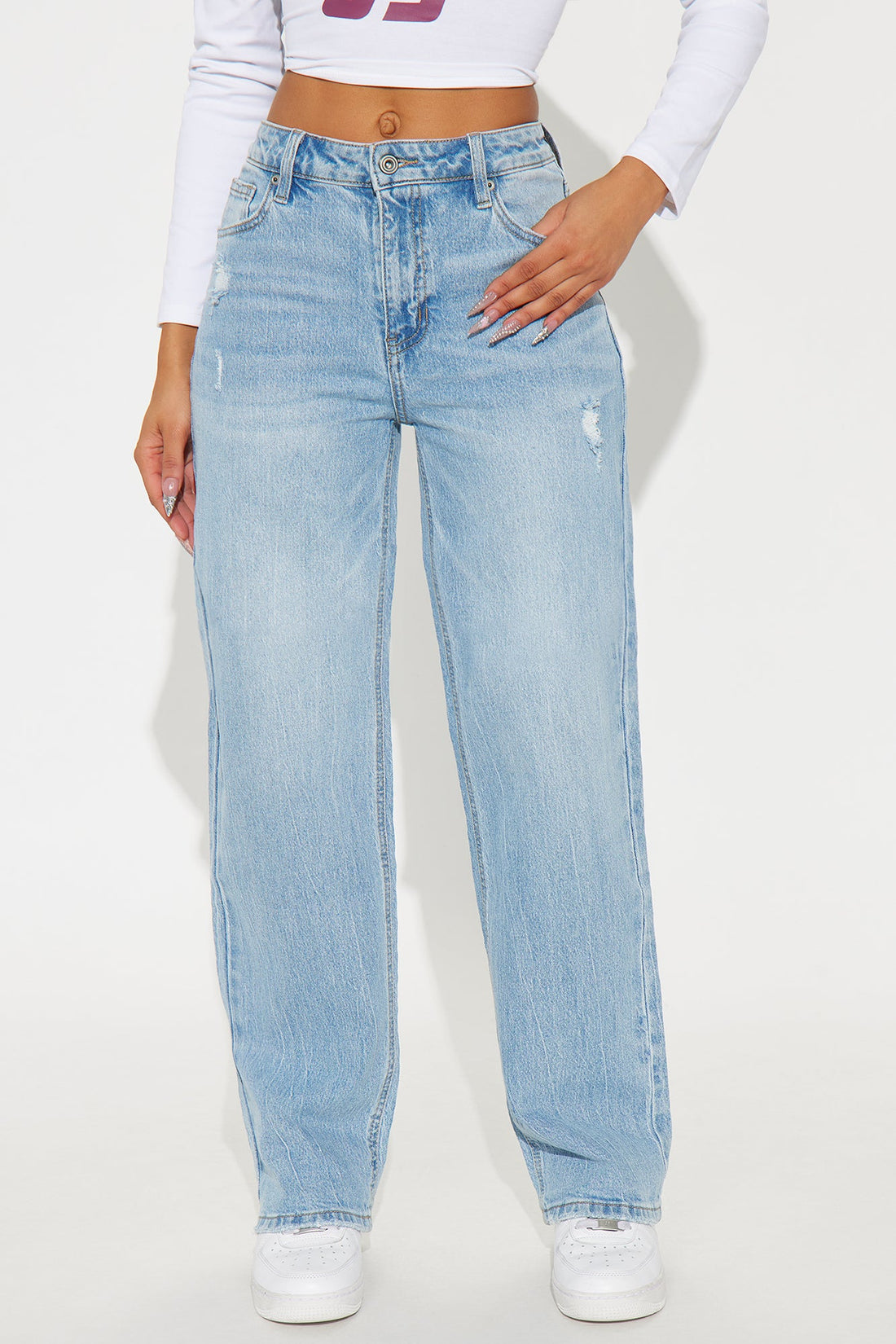 90s Classic Vintage Straight Leg Jeans - Light Wash