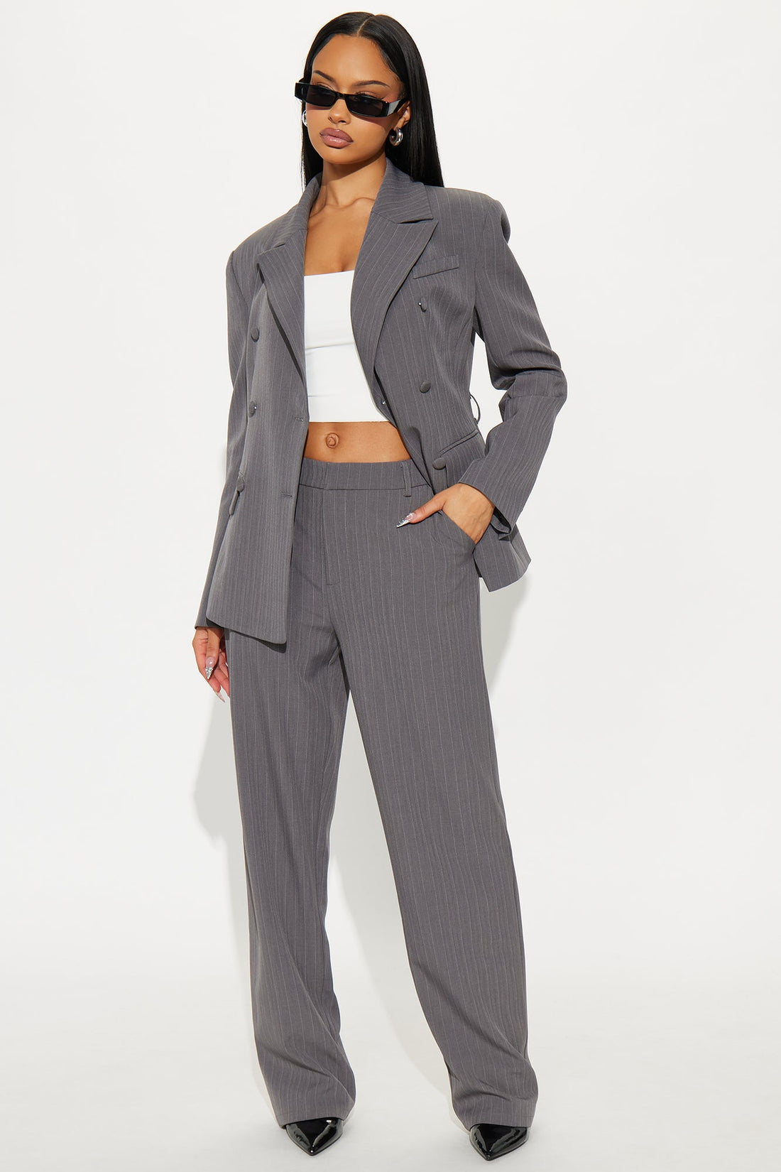 Focus Forward Pinstripe Trouser Pant 32″ - Charcoal/combo