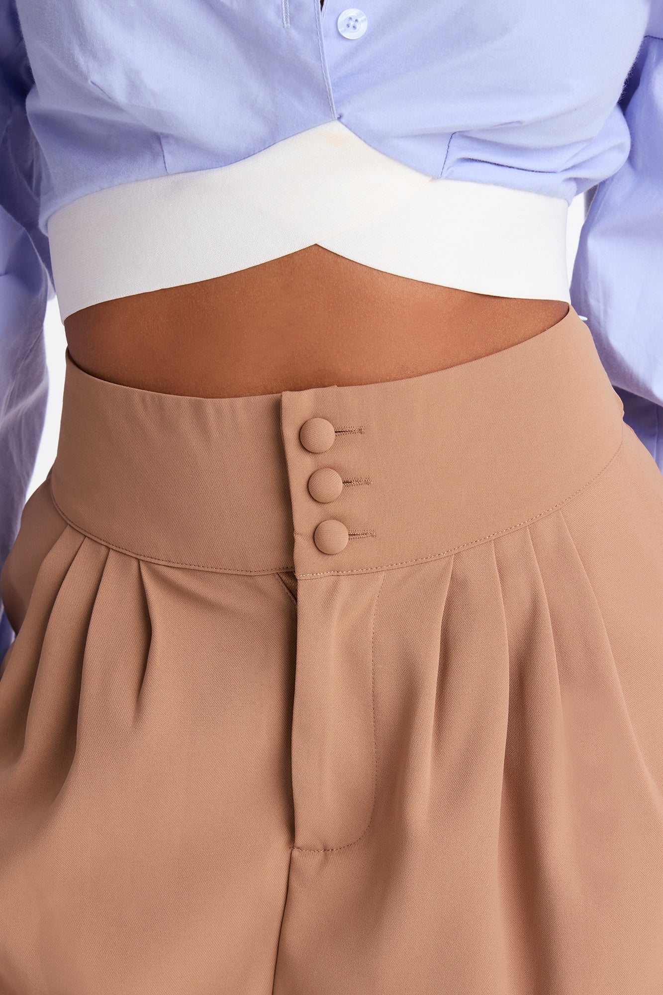 Clarabelle Wide Leg Crepe Trousers 33″ - Khaki