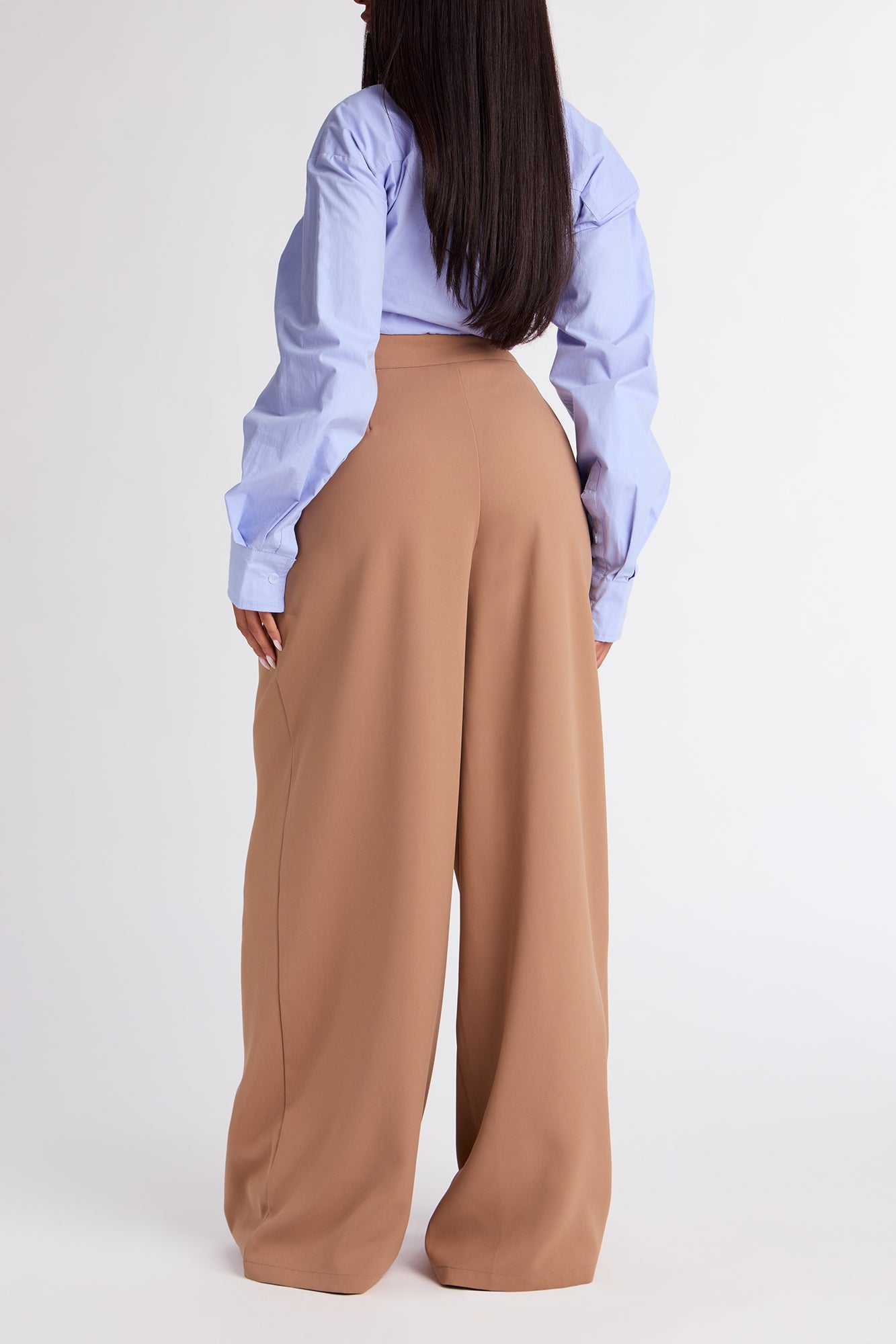 Clarabelle Wide Leg Crepe Trousers 33″ - Khaki