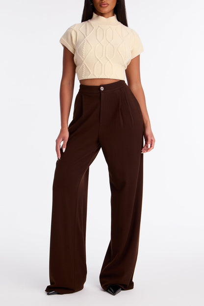 Wilma Wide Leg Trousers 33″ - Chocolate