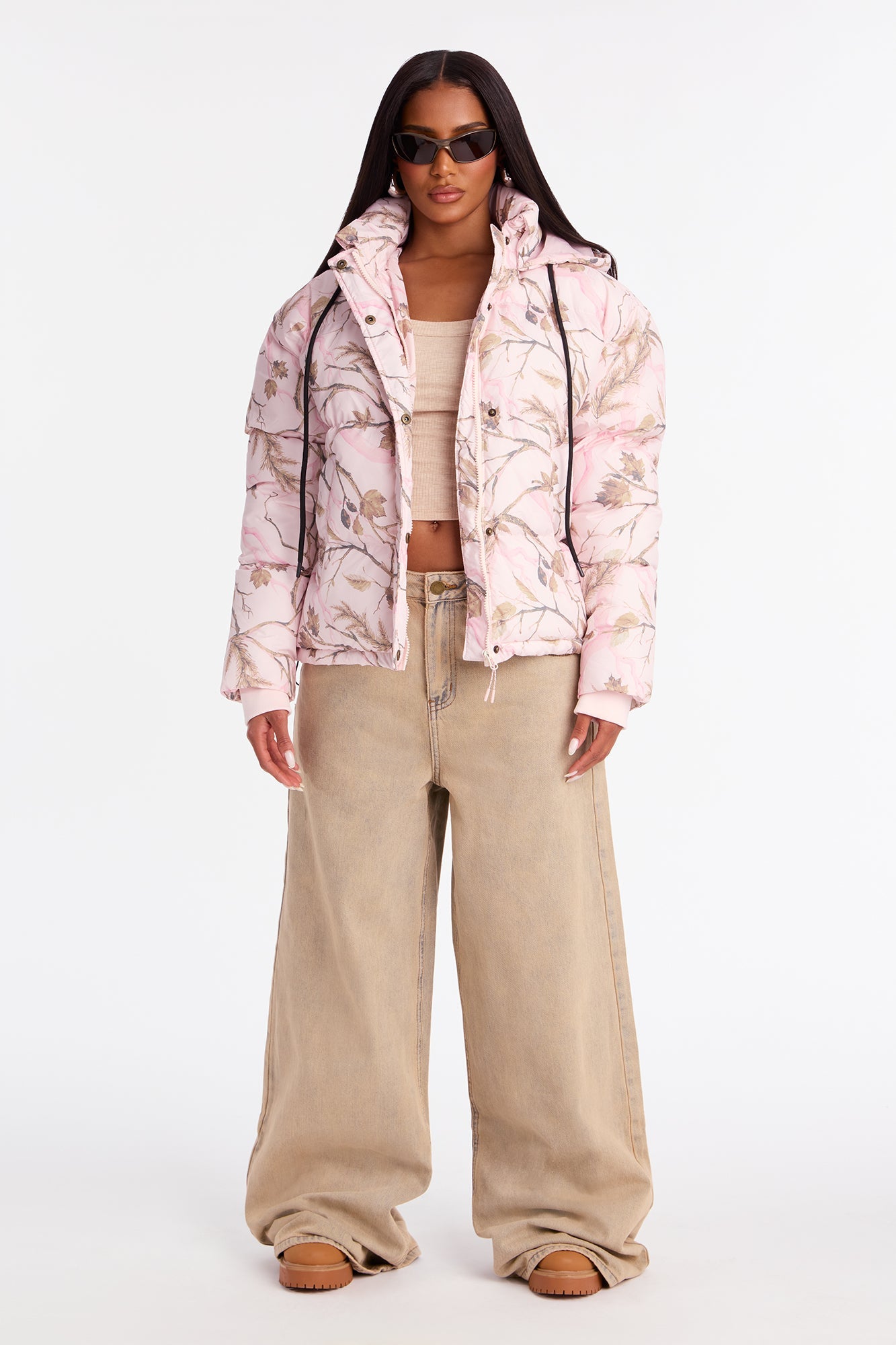 Ski Views Tree Camo Puffer Jacket - Pink/combo