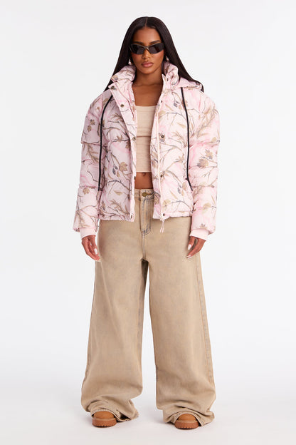 Ski Views Tree Camo Puffer Jacket - Pink/combo
