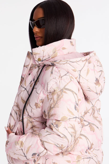 Ski Views Tree Camo Puffer Jacket - Pink/combo