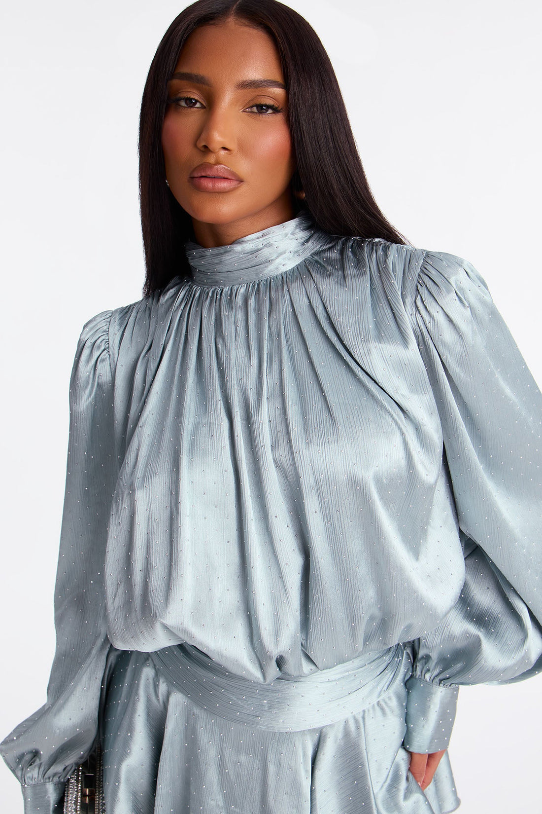 Adore You Embellished Mini Dress - Aqua
