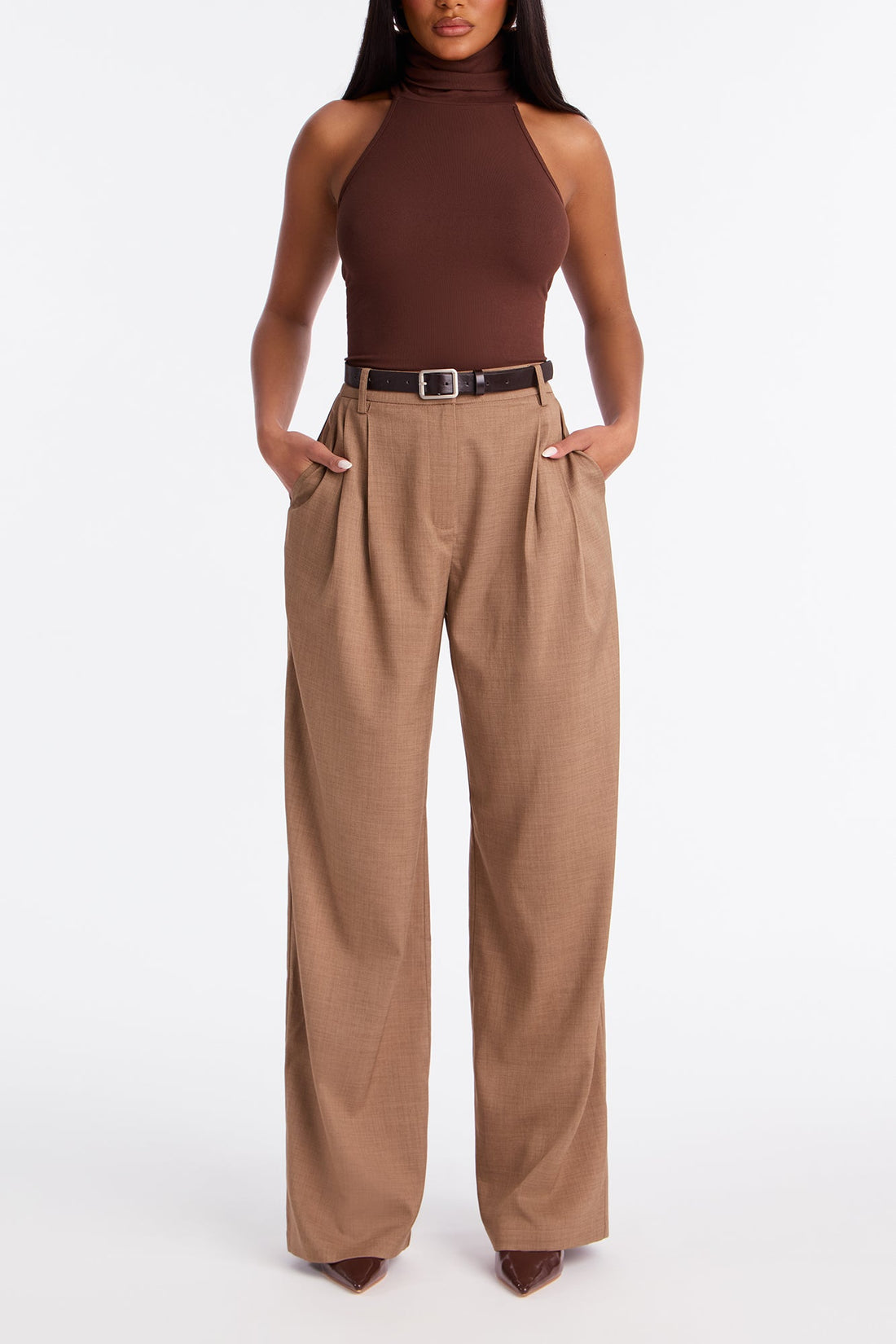Move In Silence Belted Trouser Pant 32″ - Mocha