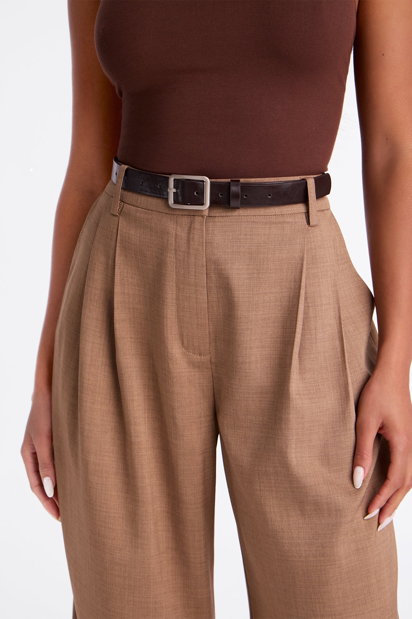 Move In Silence Belted Trouser Pant 32″ - Mocha