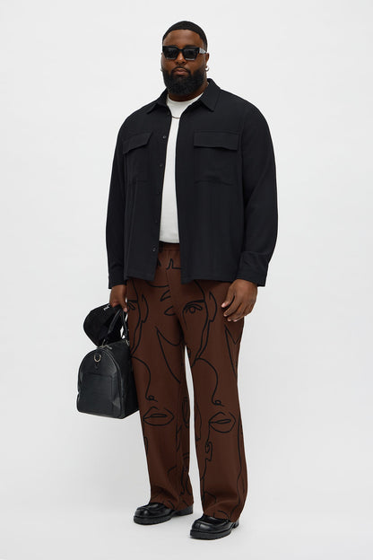 Straight Show Up Printed Face Pant - Brown