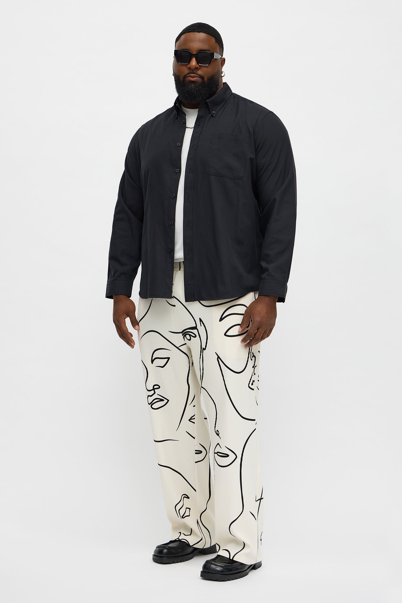 Straight Show Up Printed Face Pant - Cream