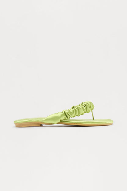 Staci Satin Flip Flops - Green