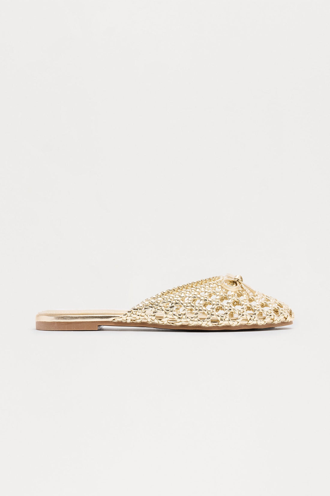 Tamia Bow Crochet Flats - Gold