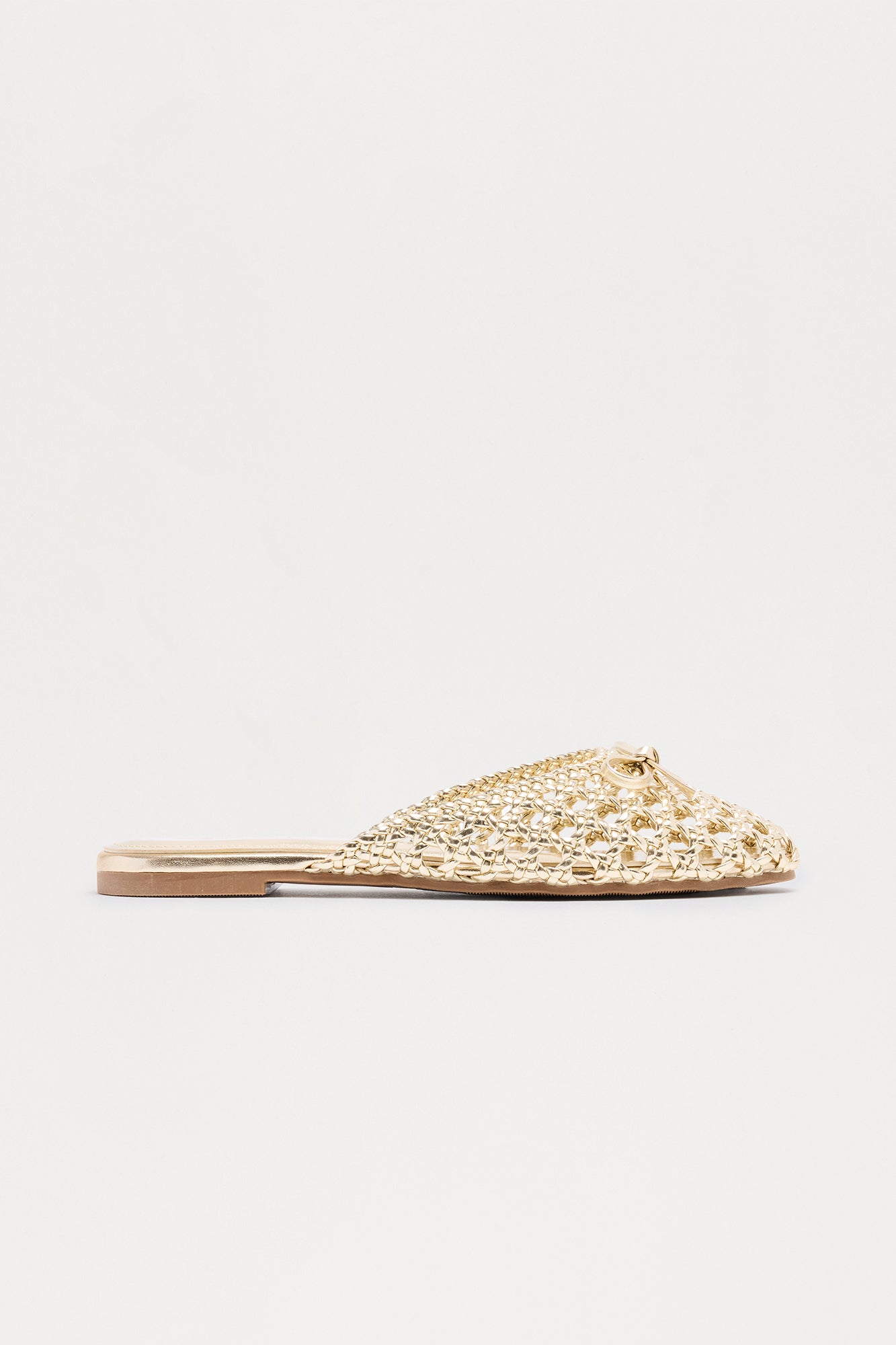 Tamia Bow Crochet Flats - Gold