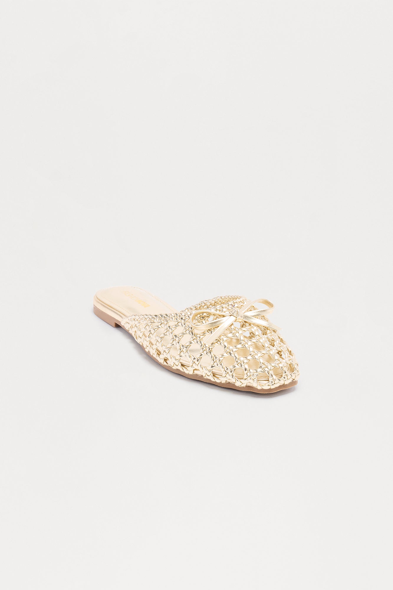 Tamia Bow Crochet Flats - Gold
