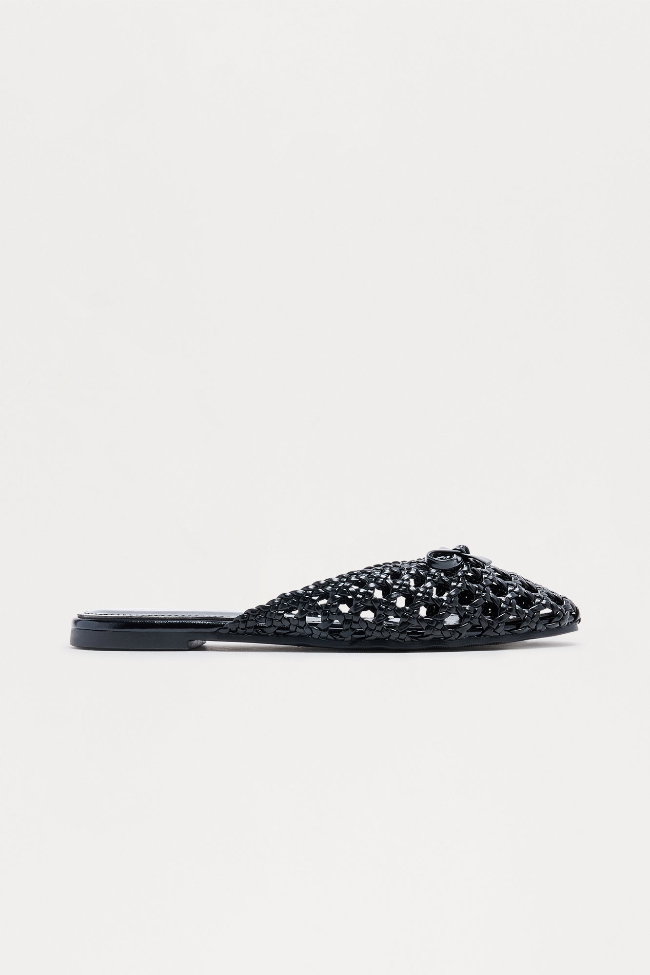 Tamia Bow Crochet Flats - Black