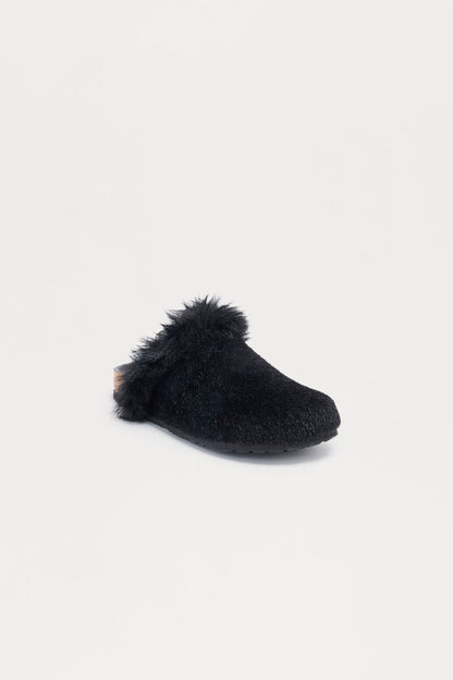 Taz Feather Trim Flats - Black