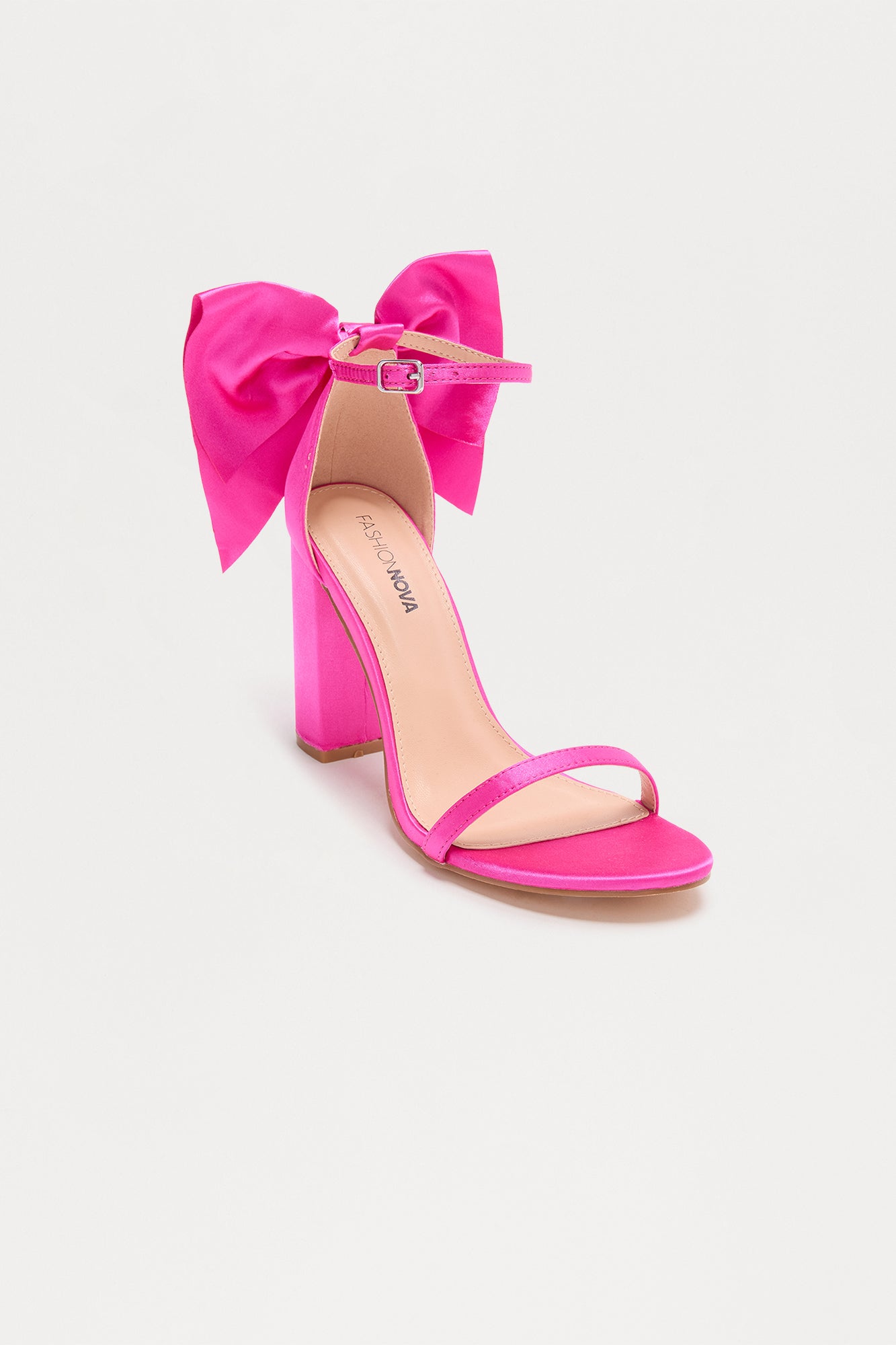 Flores Satin Bow Heels - Hot Pink