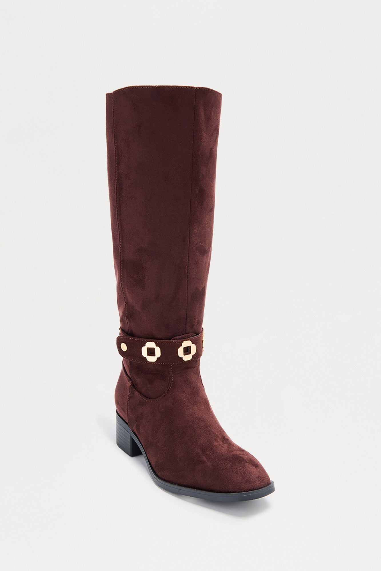 Yadira Hardware Knee High Boots - Brown