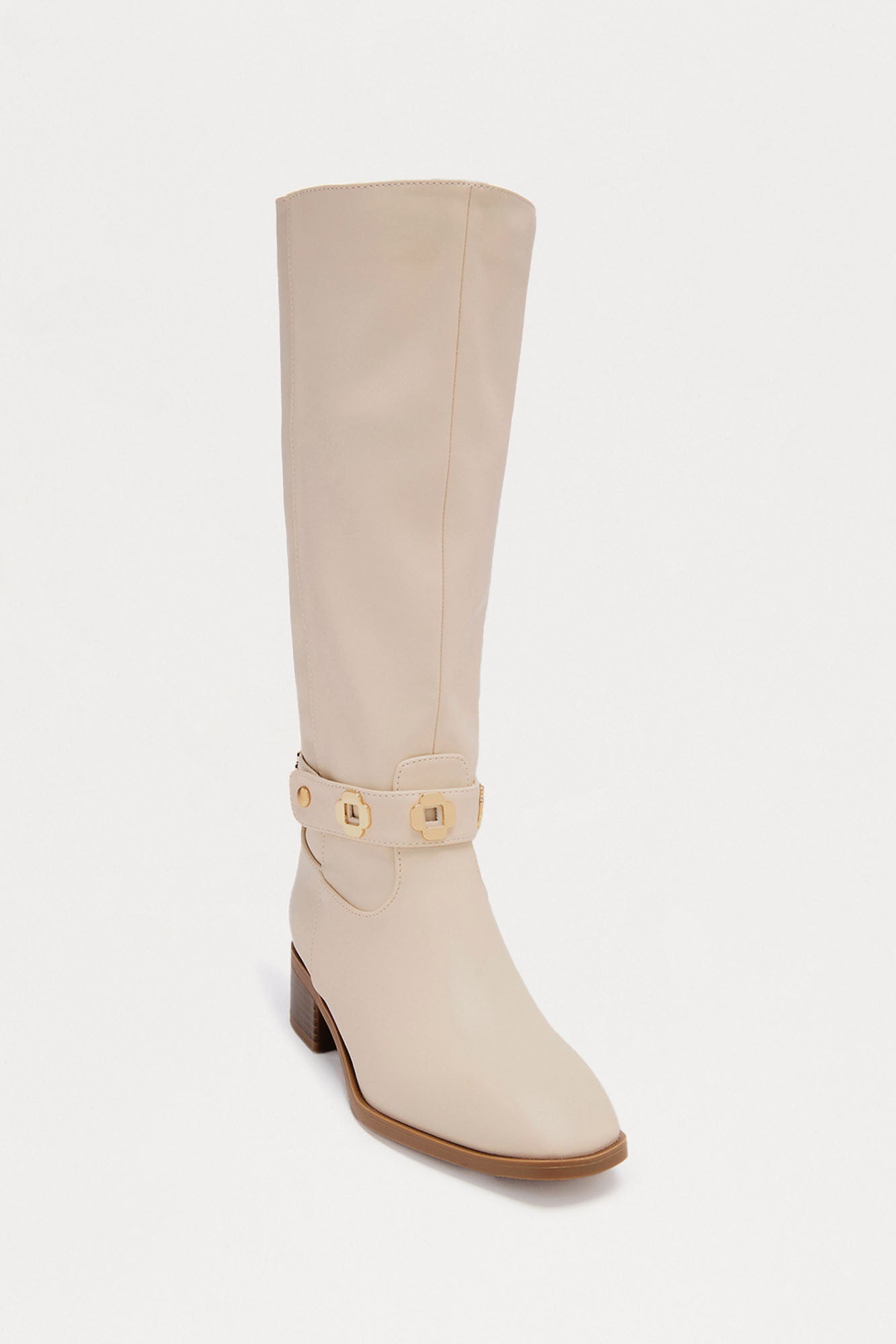 Yadira Hardware Knee High Boots - Ivory