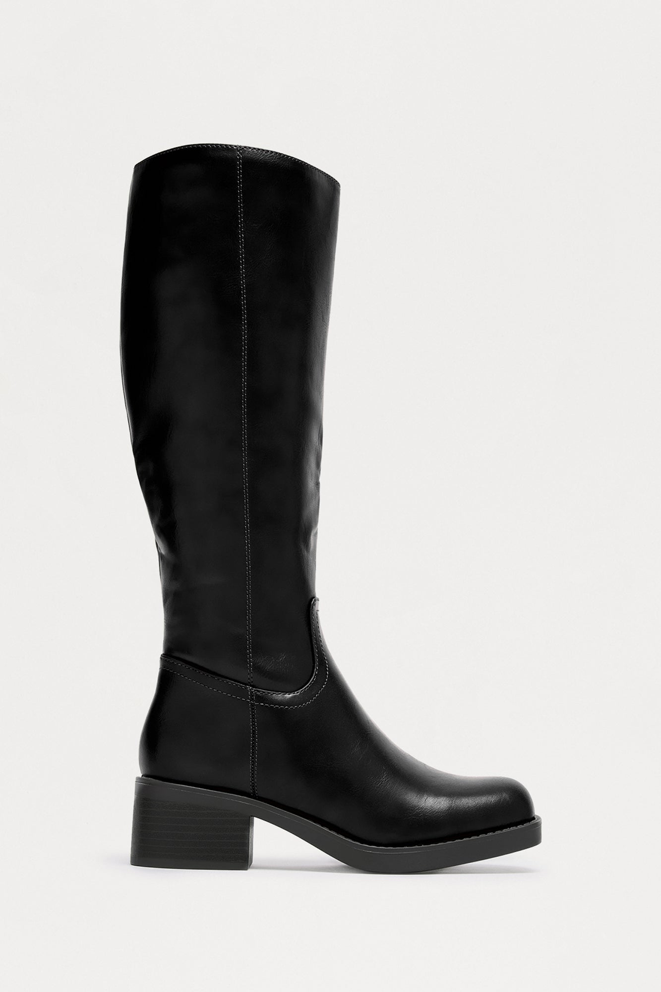 Ginger Faux Leather Boots - Black