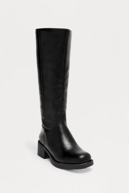 Ginger Faux Leather Boots - Black