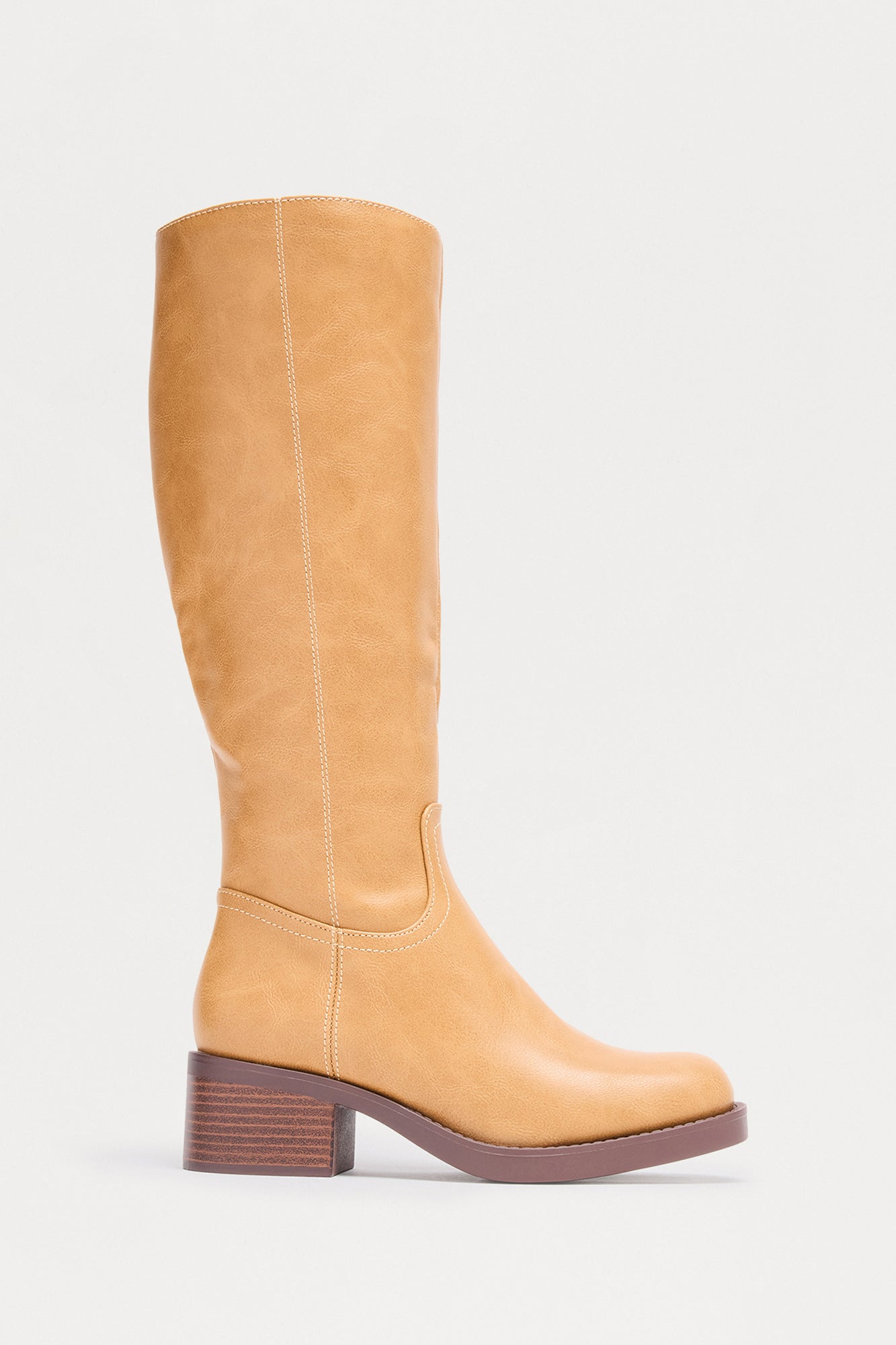 Ginger Faux Leather Boots - Camel