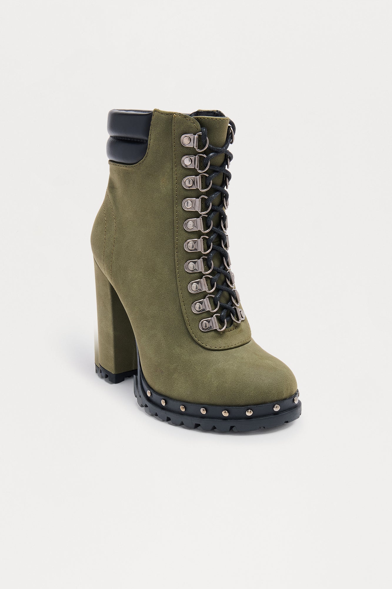 Issac Lace Up Booties - Olive