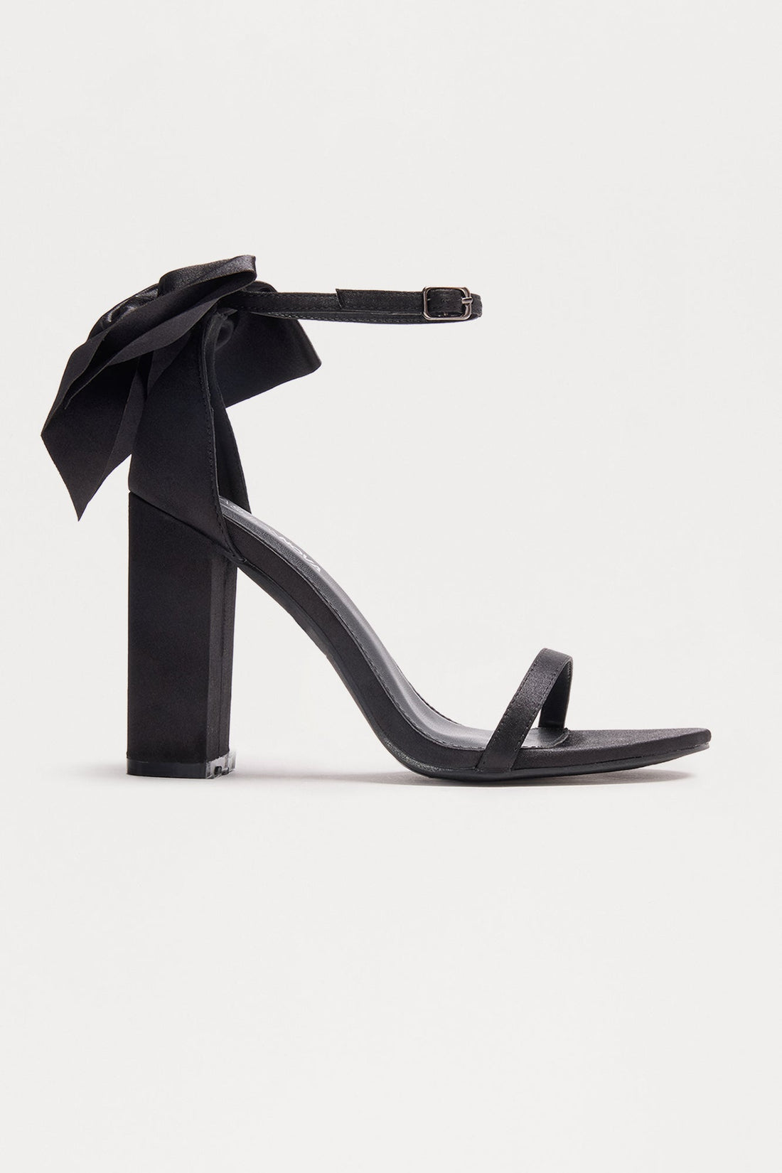 Flores Satin Bow Heels - Black