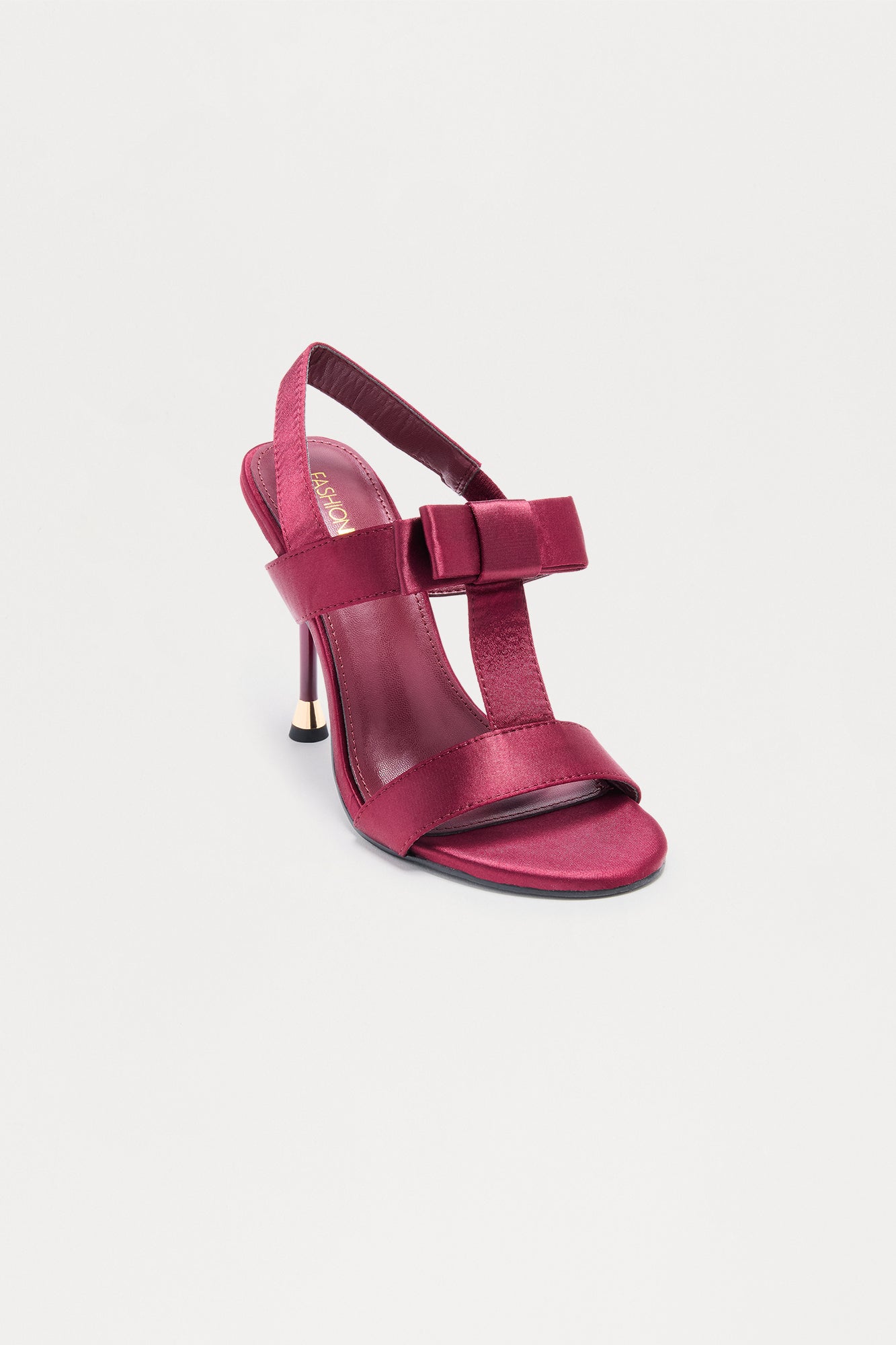 Gitel Satin Bow Slingback Heels - Plum