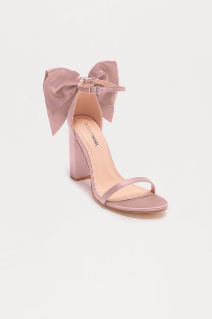 Flores Satin Bow Heels - Champagne