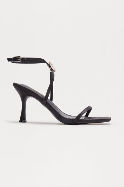 Jasella Jewel Satin Heels - Black