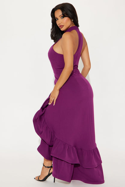 Olivia Ruffle Maxi Dress - Plum