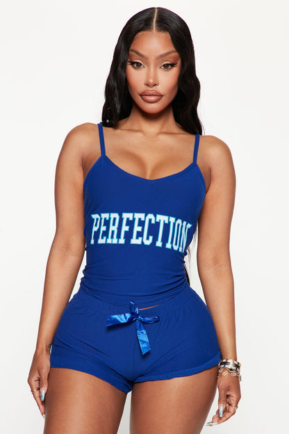 I Am Perfection PJ Short Set - Blue