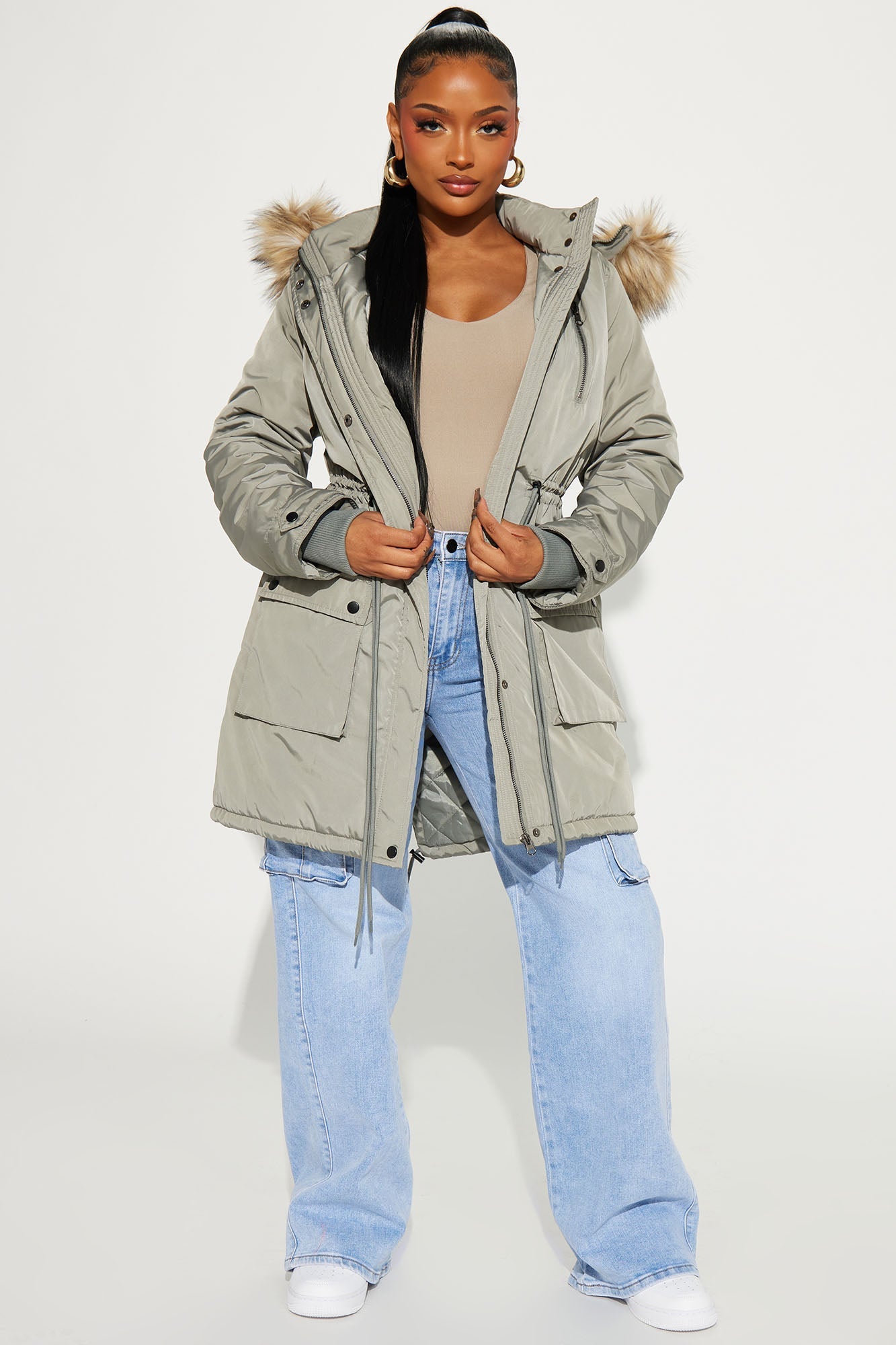 Cold News Puffer Jacket - Olive