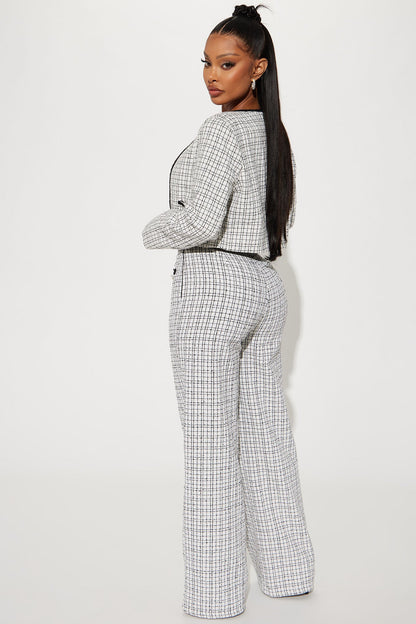 Tara Tweed Pant Set - Cream/combo