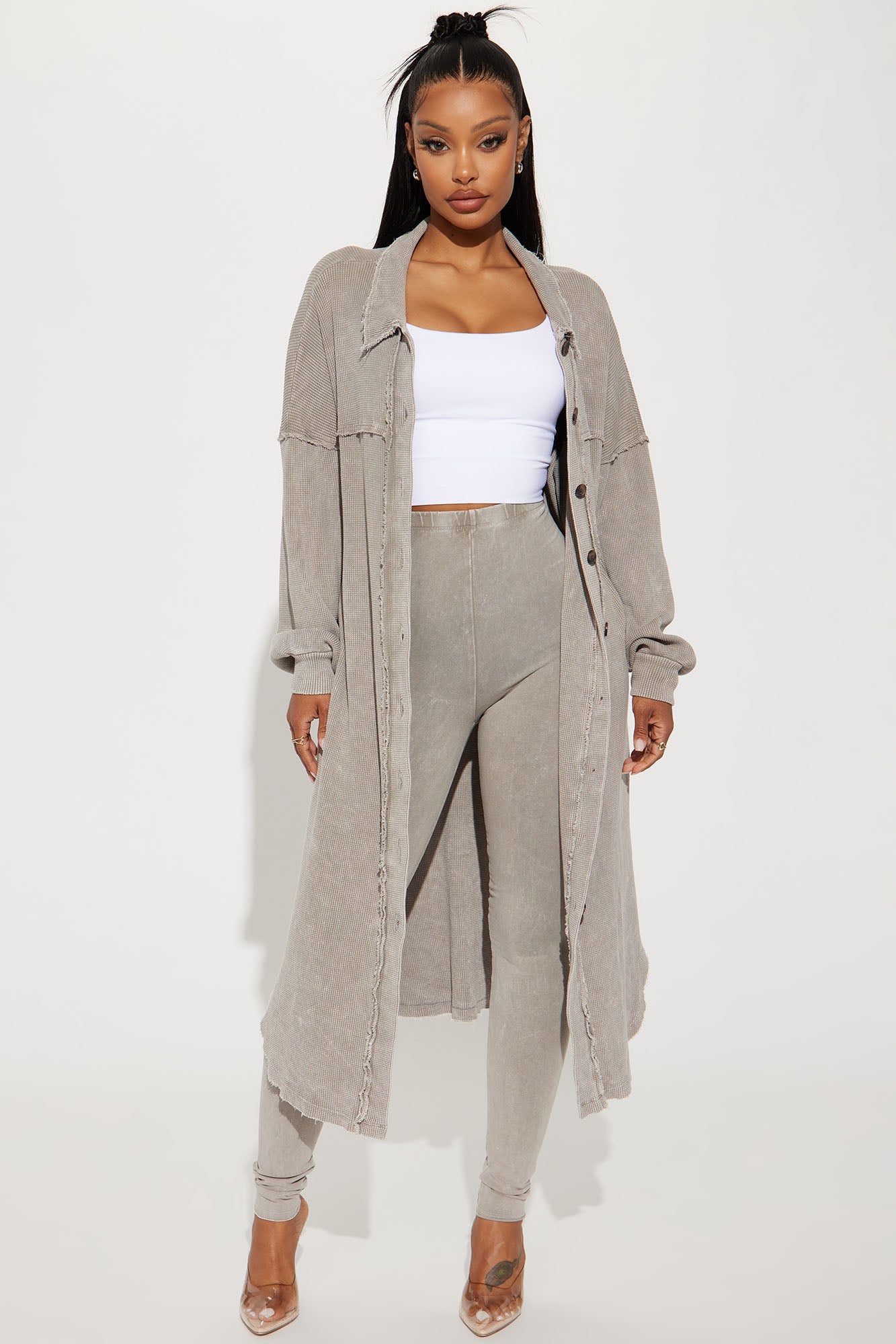 Cece Washed Legging Set - Taupe