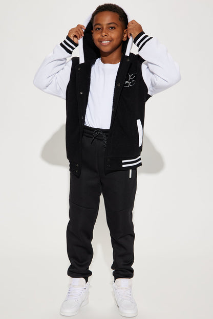Mini 23 Fleece Varsity Hoodie With Sherpa Lining - Black/White