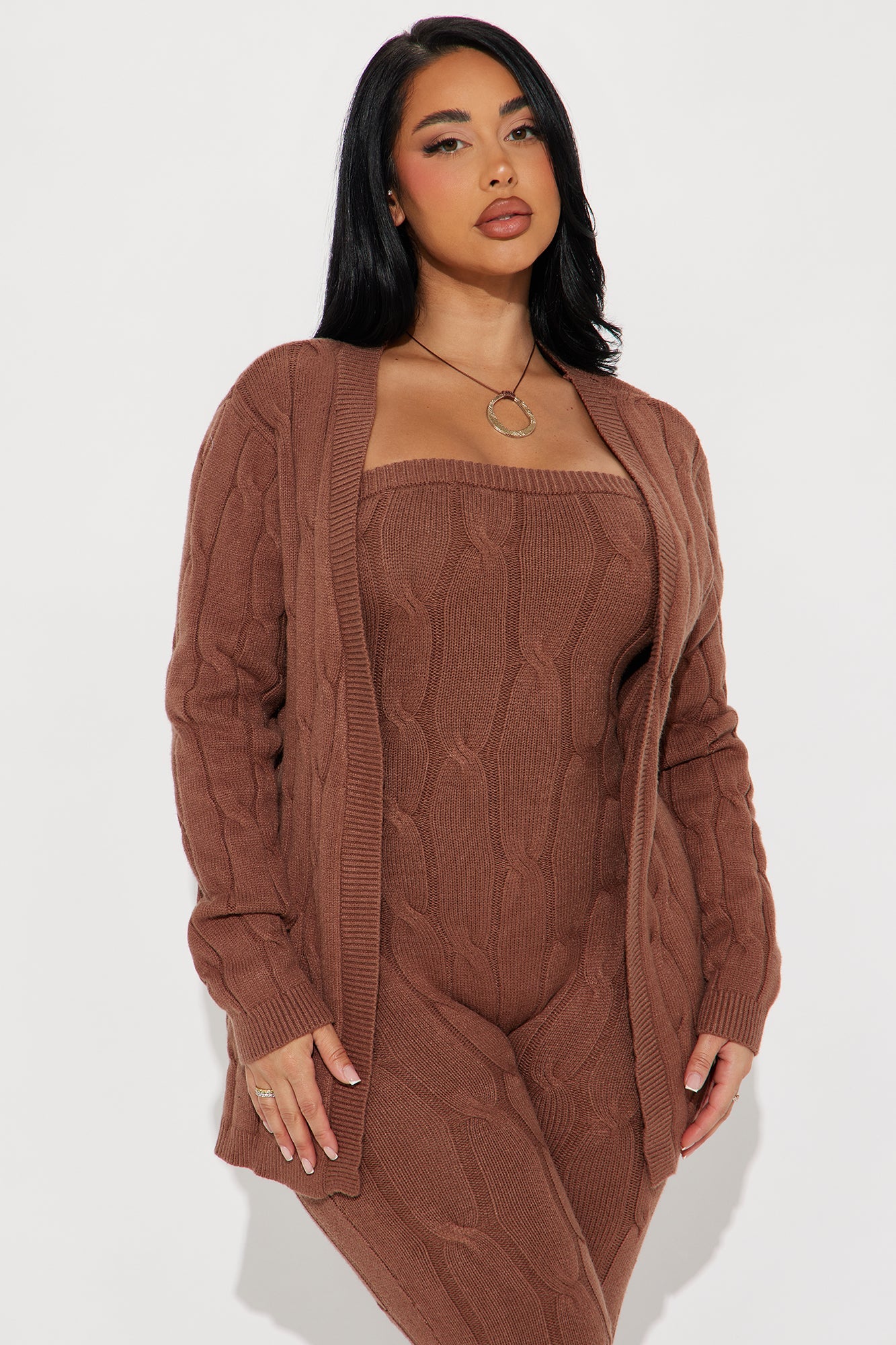 Fireside Sweater Jumpsuit Set - Mocha