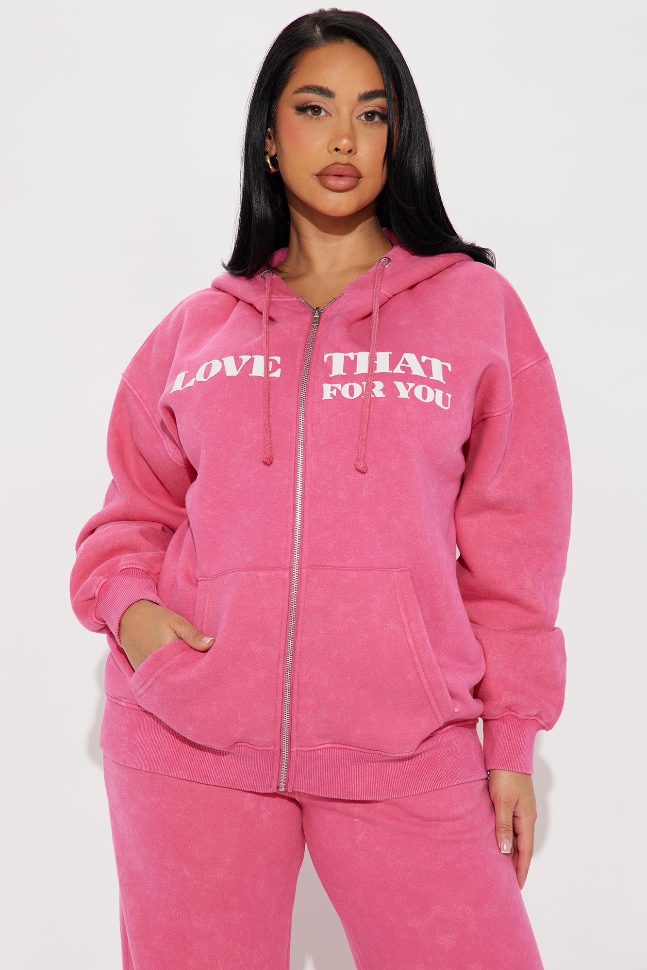 Love That Oversized Fleece Sweatsuit Set - Pink