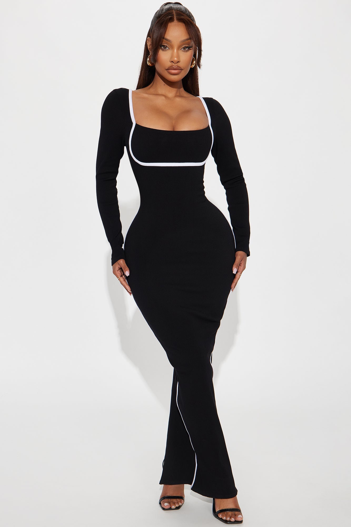 Drea Snatched Maxi Dress - Black/White
