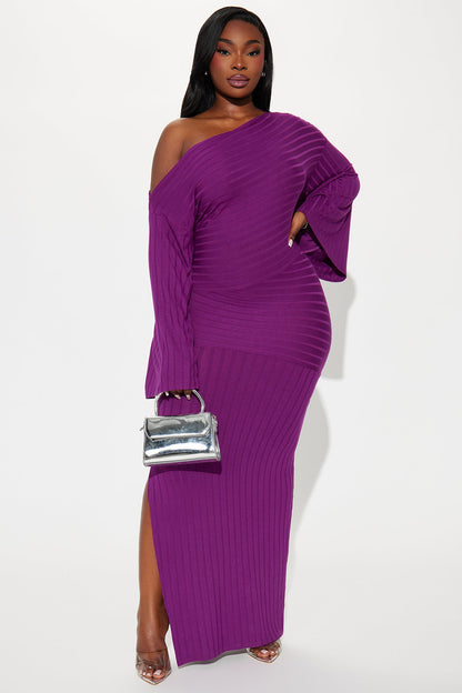 Ronnie Ribbed Maxi Dress - Plum