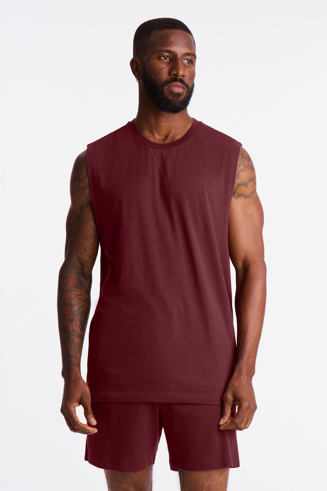 Essential Modal Lounge Sleeveless Muscle Tee - Burgundy
