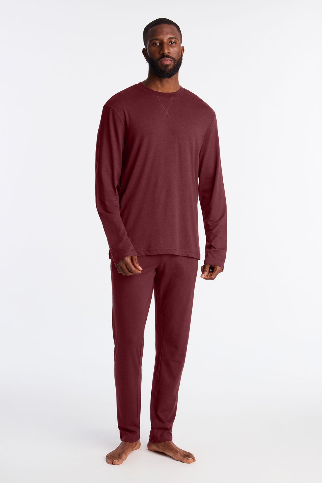 Essential Lounge Long Sleeve Tee - Burgundy