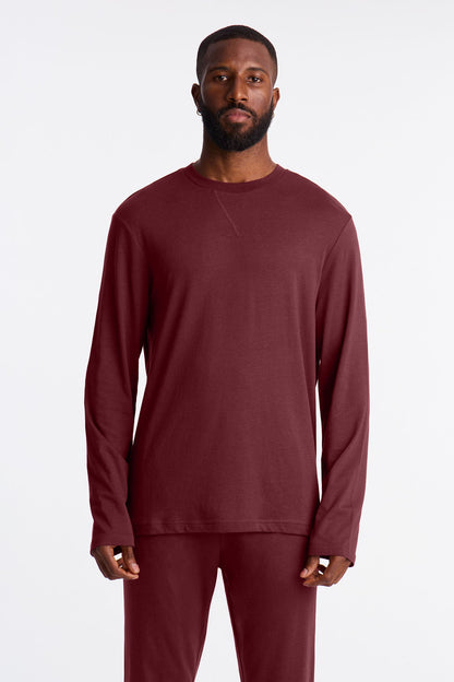 Essential Lounge Long Sleeve Tee - Burgundy