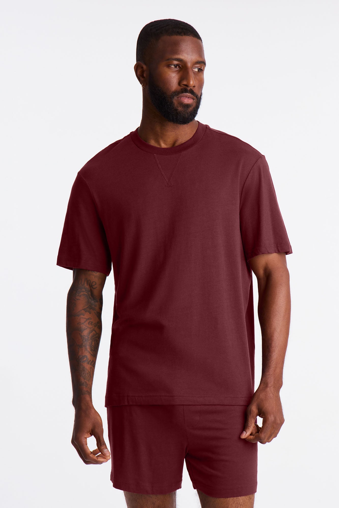 Essential Modal Lounge Short Sleeve Tee - Burgundy