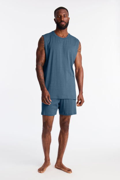 Essential Modal Lounge Sleeveless Muscle Tee - Slate Blue