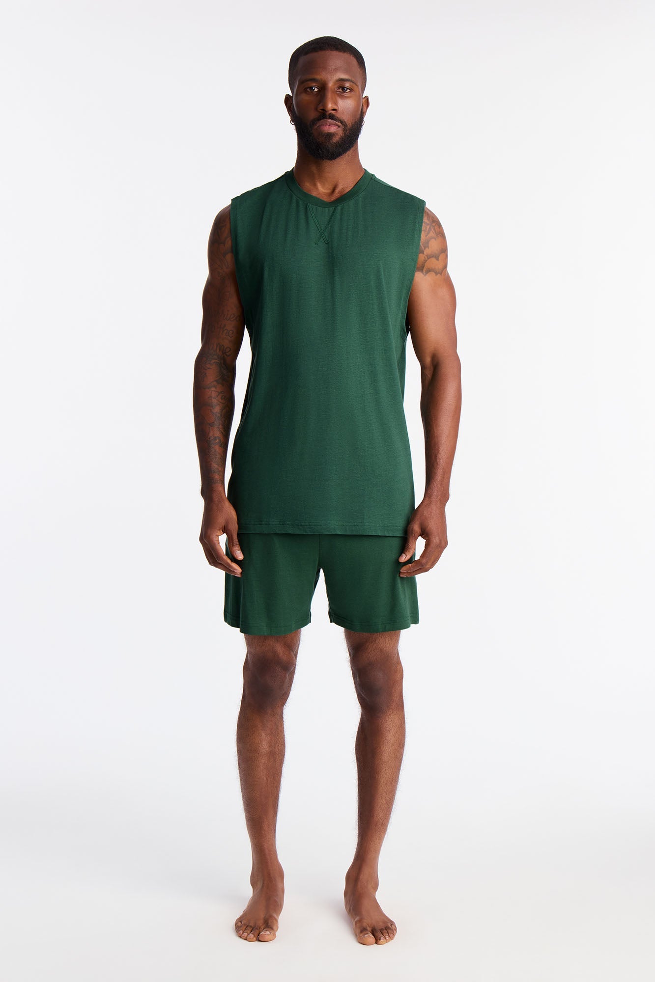 Essential Modal Lounge Sleeveless Muscle Tee - Green
